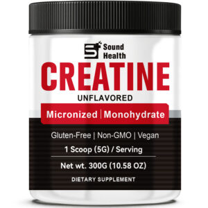 Creatine Monohydrate Micronized Powder 300g (60 Servings) - Pure Unflavored Micronized Creatine Monohydrate Nutritional Supplements for Men & Women Sugar-Free,Vegan, Non-GMO with Scoop